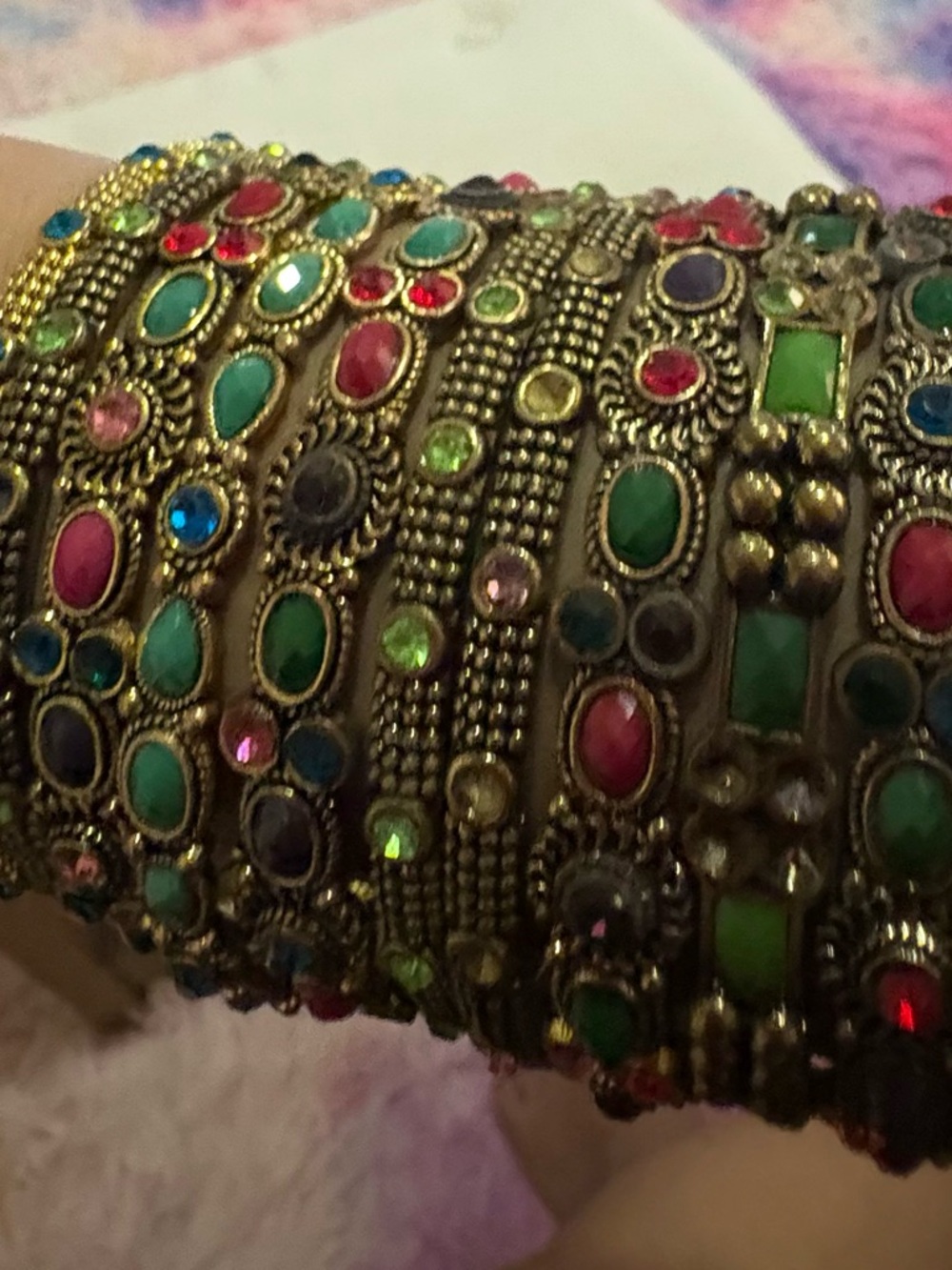 Boho Multicolor Stones Stackable bangles - Picture 5 of 5